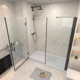 Xspracer Victoria 70-72 in. W x 76 in. H Pivot Frameless Shower Door in Matte Black with 3/8 Inches Thick SGCC Tampered Glass