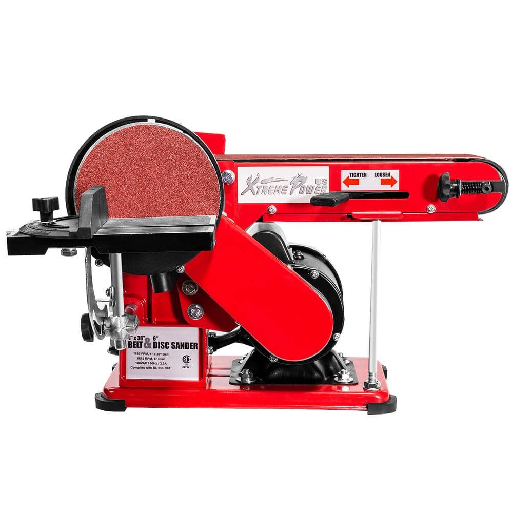 XtremepowerUS 4 in. x 36 in. 2-in-1 Disc and Belt Corded Sander Benchtop Sanding Station with Adjustable Tilt and Dust Port