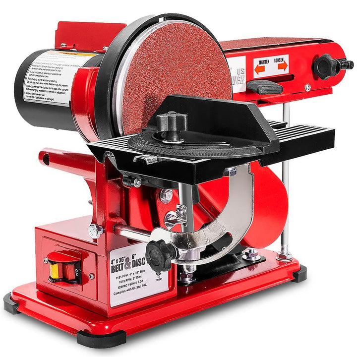XtremepowerUS 4 in. x 36 in. 2-in-1 Disc and Belt Corded Sander Benchtop Sanding Station with Adjustable Tilt and Dust Port