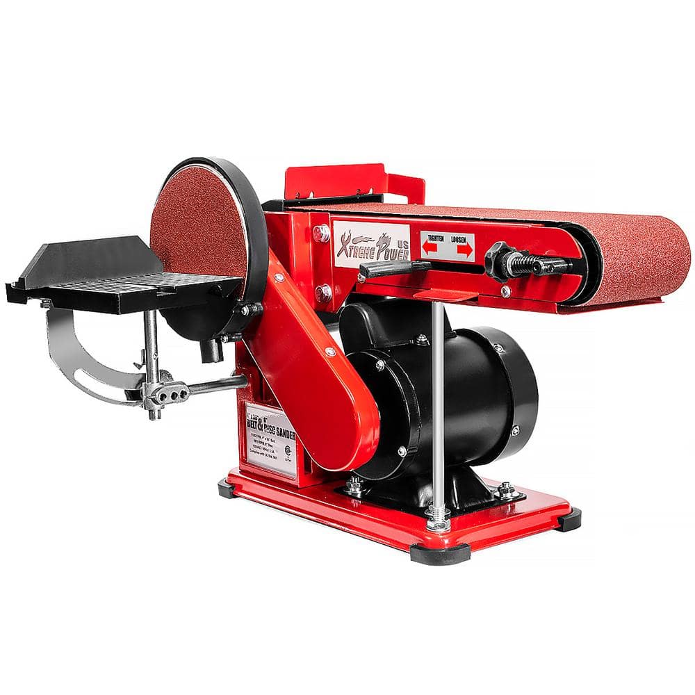 XtremepowerUS 4 in. x 36 in. 2-in-1 Disc and Belt Corded Sander Benchtop Sanding Station with Adjustable Tilt and Dust Port