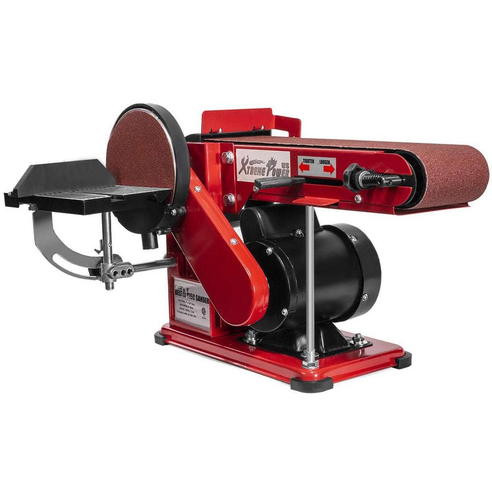 XtremepowerUS 4 in. x 36 in. Belt with 6 in. Disc Sander Corded Benchtop Wood Sanding Station with Adjustable Tilt and Dust Port