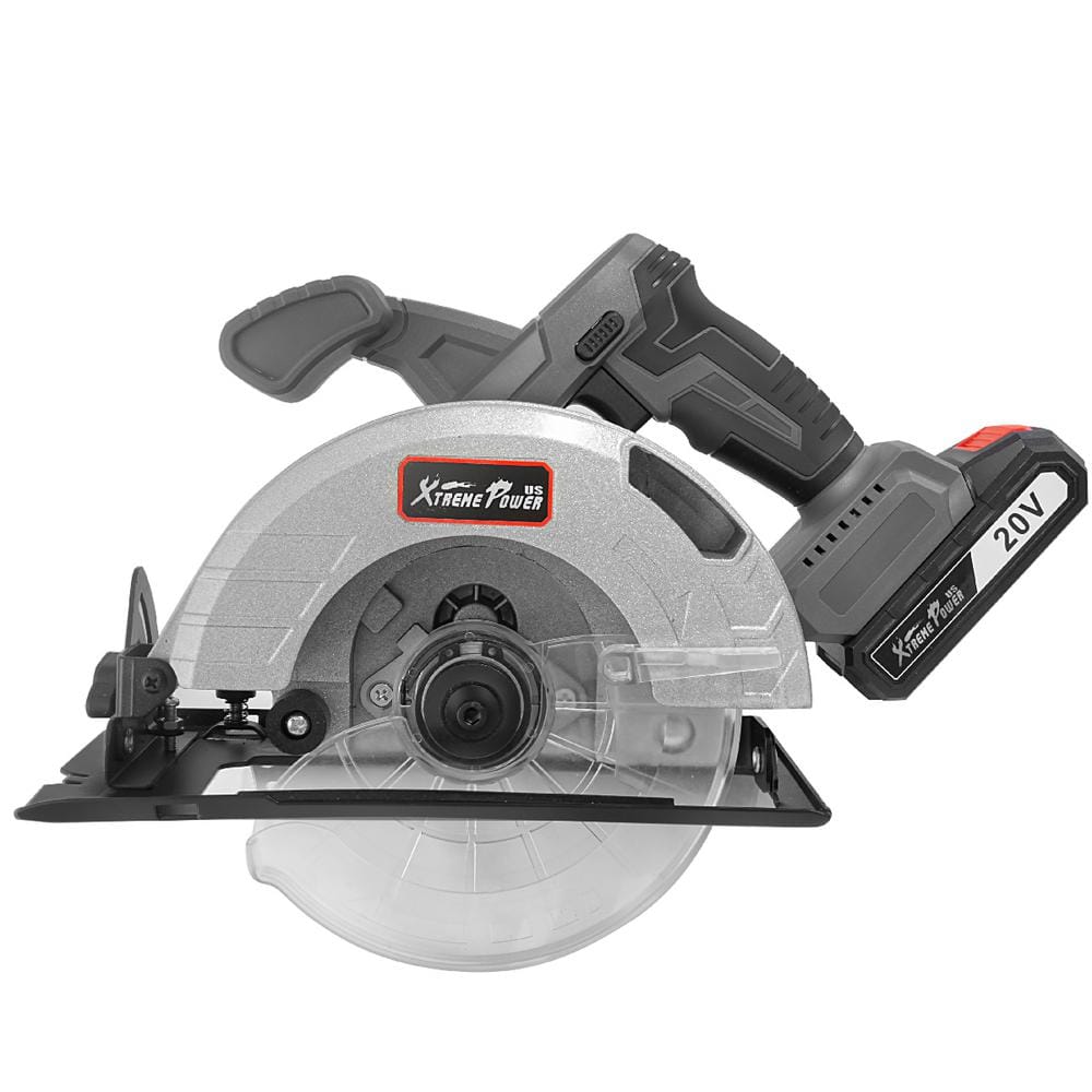 XtremepowerUS 20-Volt Max Cordless Circular Saw Brushless 6.5 in. Lithium Battery with Charger and Bag