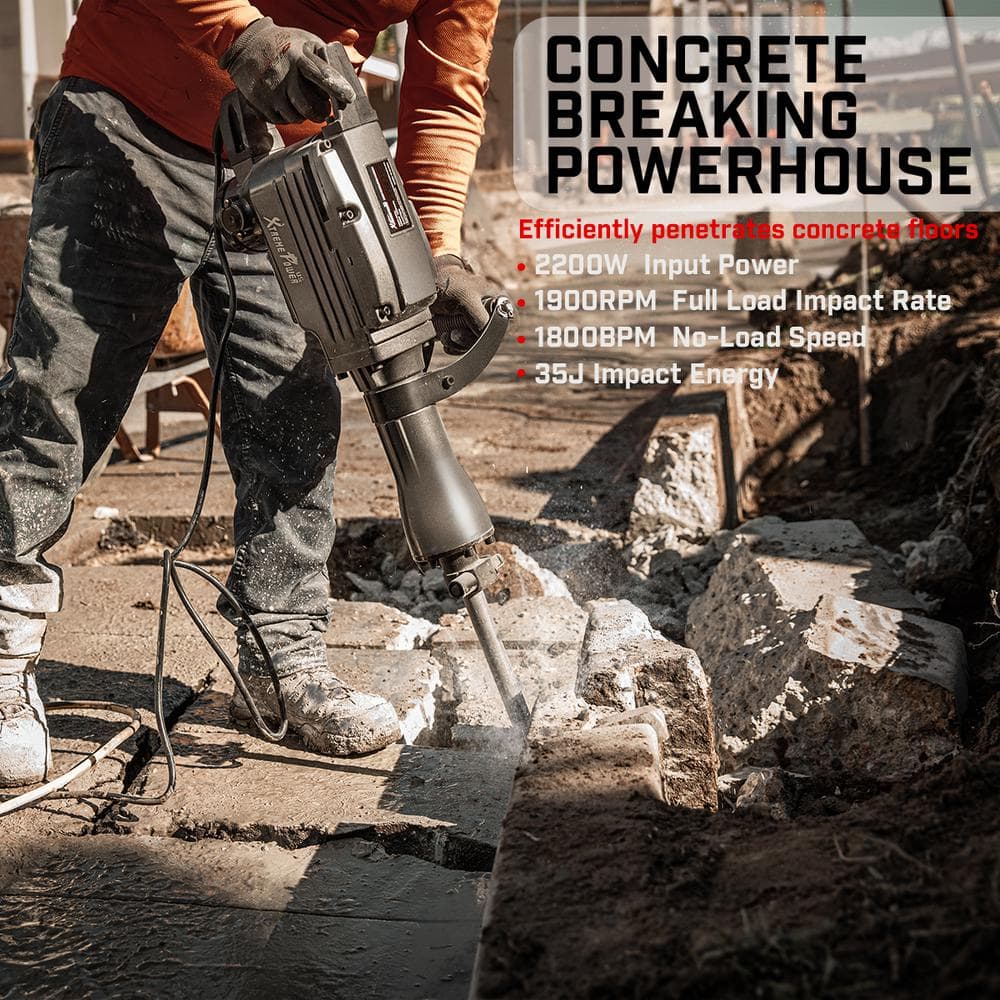 XtremepowerUS 2200-Watt 27 in. Heavy-Duty Electric Jack Hammer Demolition Concrete Breaker Tool Kit