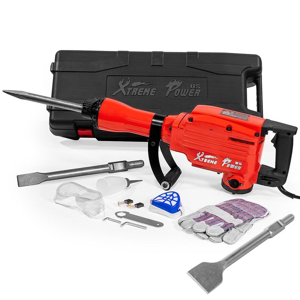 XtremepowerUS 2200-Watt Heavy-Duty Demolition Jack Hammer Concrete Breaker with 3 in. x 12 in. Scaling Chisel Bit and Tool Kit