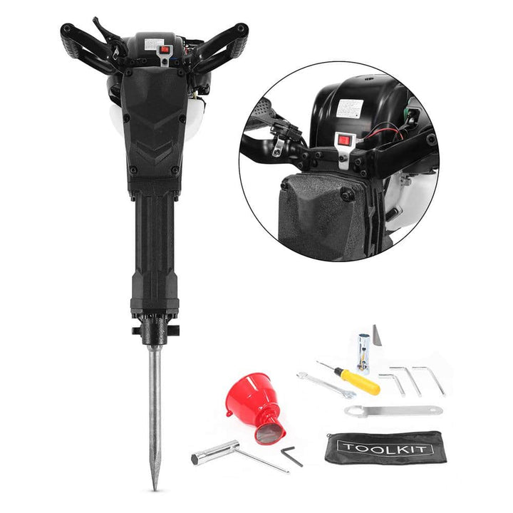 XtremepowerUS 38cc Gas Powered 4-Stroke Demolition Concrete Breaker Drill Jack Hammer with 2 Chisel - EPA Certified