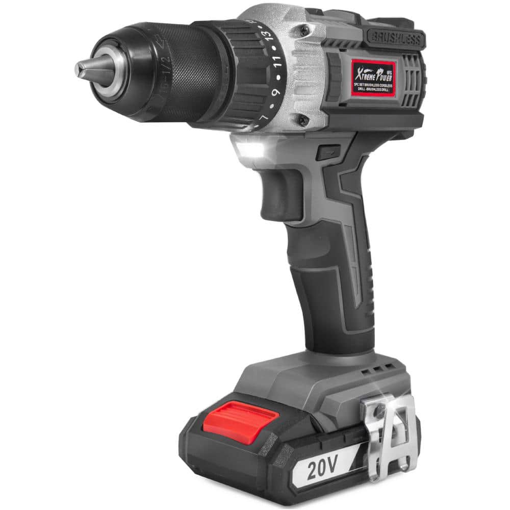 XtremepowerUS 20-Volt Maximum Li-Ion Brushless Cordless 1/2 in. Drill Driver Screwdriver with 2 Ah Battery and Bag