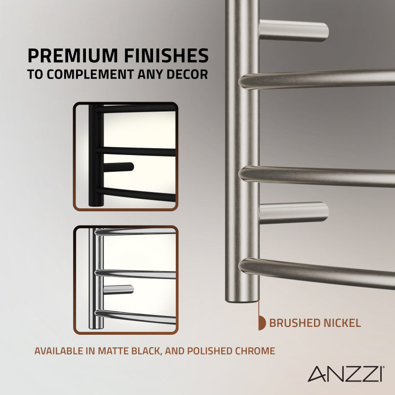 ANZZI Glow 4-Bar Electric Towel Warmer, Brushed Nickel, 23.5 x 5.5 x 16.5 in