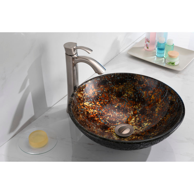ANZZI Alto Series Round Vessel Sink, Molten Gold, 16.5 in. x 5.7 in., with Pop-Up Drain