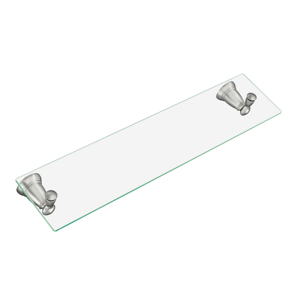 Moen Banbury Wall-Mount Clear Glass Vanity Shelf, Brushed Nickel, 22-3/4 in W x 5-4/25 in L x 3 in H