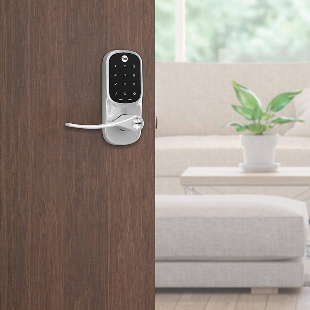 Yale Door Lever Lock with Touchscreen Keypad; Satin Nickel