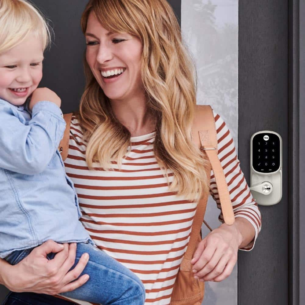 Yale Door Lever Lock with Touchscreen Keypad; Satin Nickel