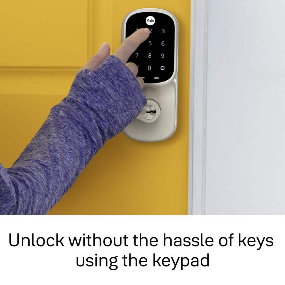 Yale Door Lever Lock with Touchscreen Keypad; Satin Nickel