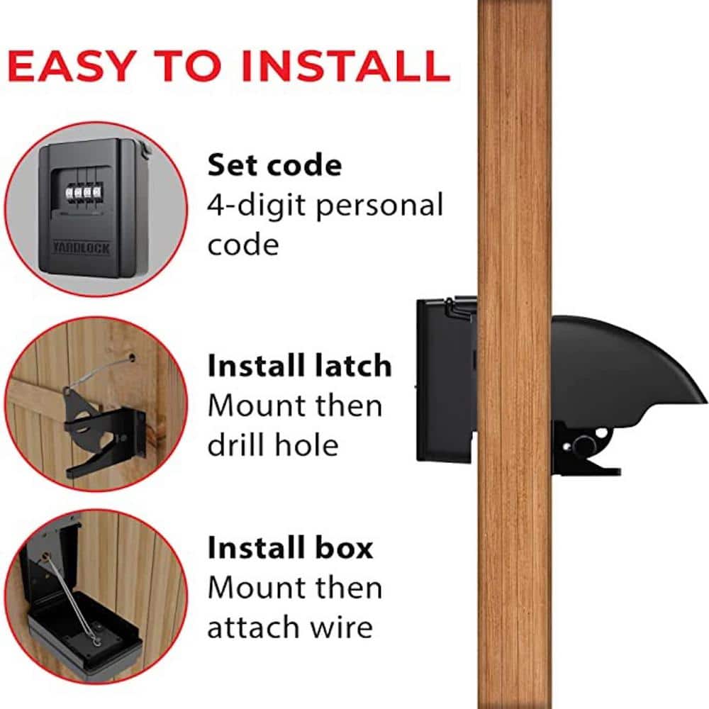 YARDLOCK Keyless Gate Lock Kit, Black