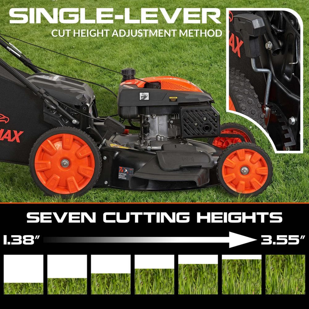 YARDMAX 22 in. 201 cc SELECT PACE 6 Speed CVT High Wheel RWD 3-in-1 Gas Walk Behind Self Propelled Lawn Mower