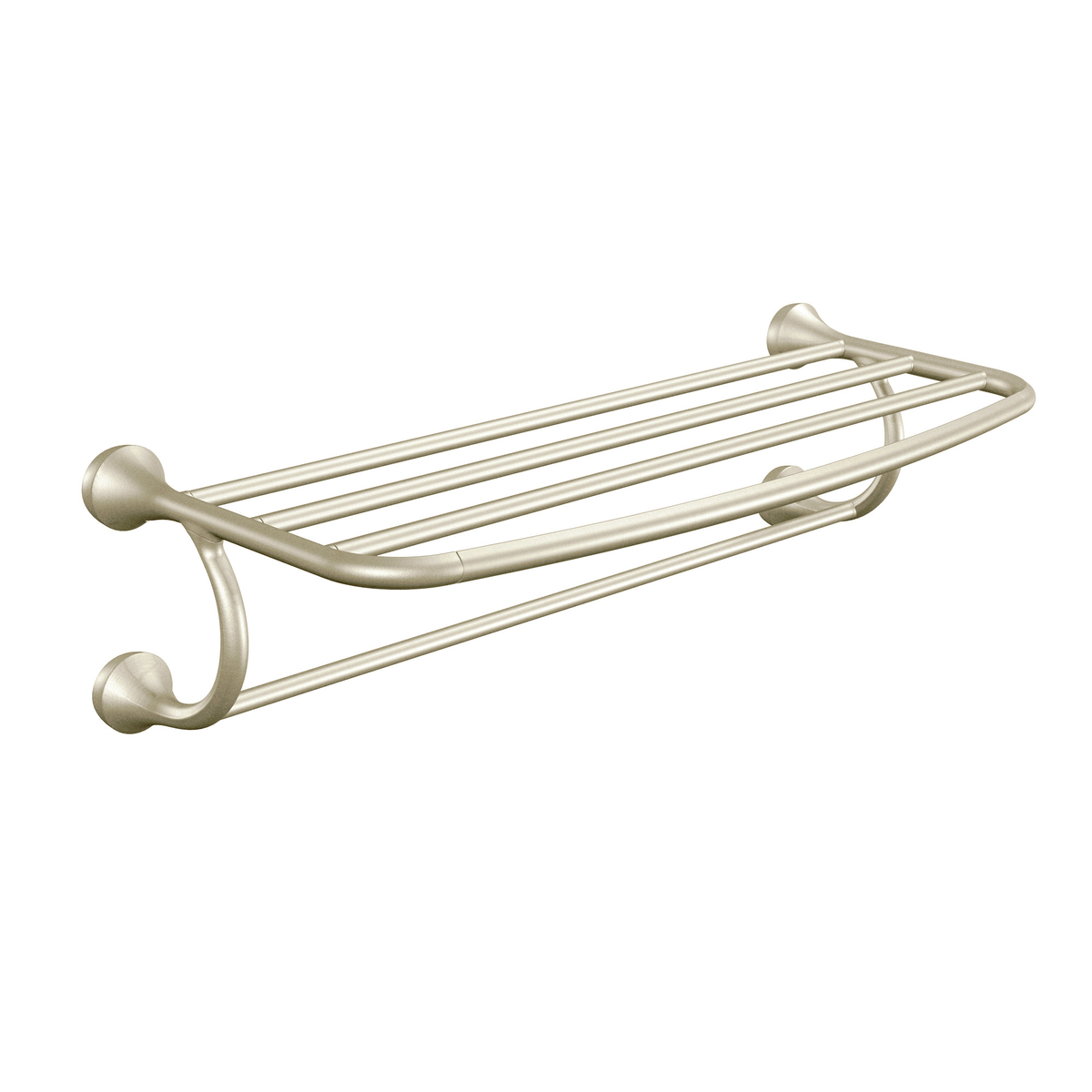 Eva 10 in. L x 7 in. H x 26 in. W Zinc Hotel-Style Bathroom Shelf in Brushed Nickel
