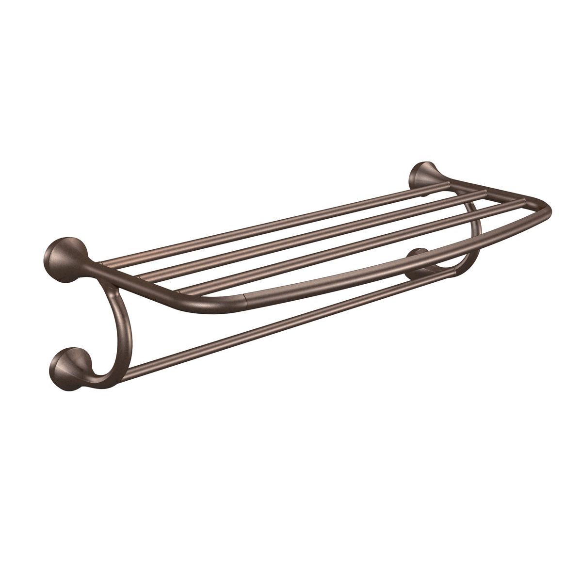 Eva 10 in. L x 7 in. H x 26 in. W Zinc Hotel-Style Bathroom Shelf in Brushed Nickel