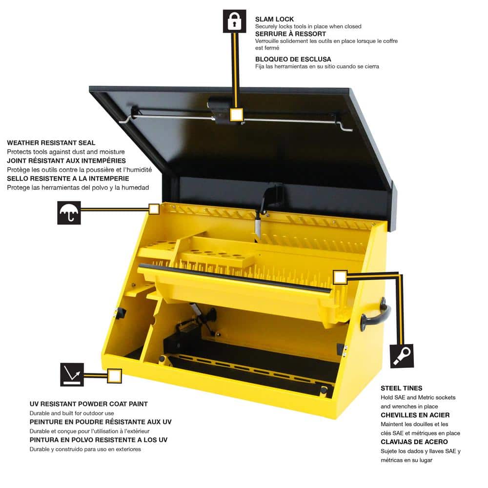 DEWALT 30 in. W x 15 in. D Portable Triangle Top Tool Chest for Sockets, Wrenches and Screwdrivers in Yellow/Black Powder Coat