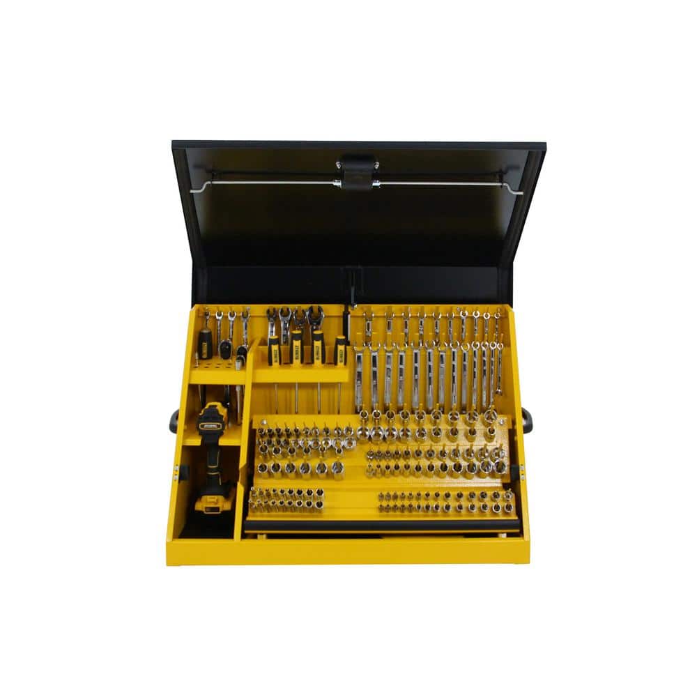 DEWALT 30 in. W x 15 in. D Portable Triangle Top Tool Chest for Sockets, Wrenches and Screwdrivers in Yellow/Black Powder Coat