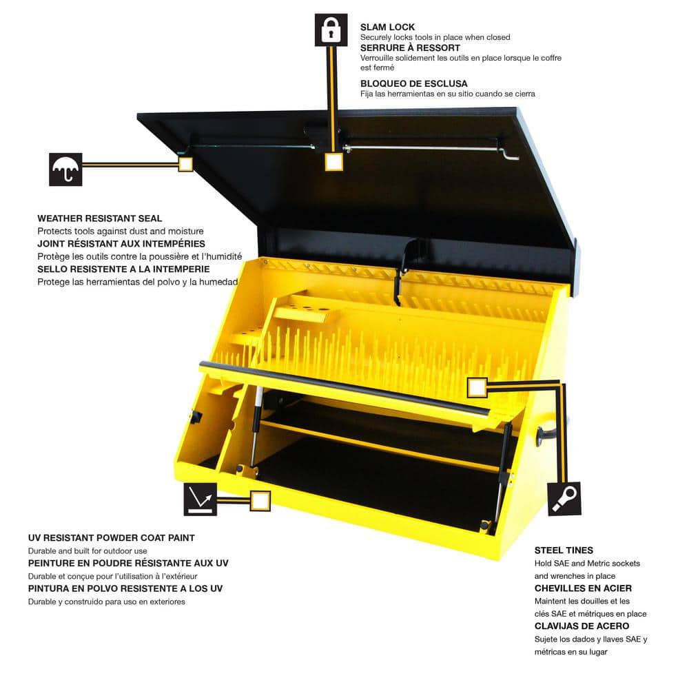 DEWALT 36 in. W x 17 in. D Portable Triangle Top Tool Chest for Sockets, Wrenches and Screwdrivers in Yellow/Black Powder Coat