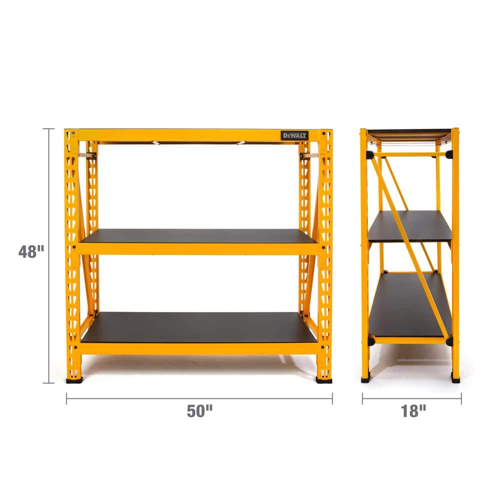 DEWALT Yellow 3-Tier Steel Garage Storage Shelving Unit (50 in. W x 48 in. H x 18 in. D)