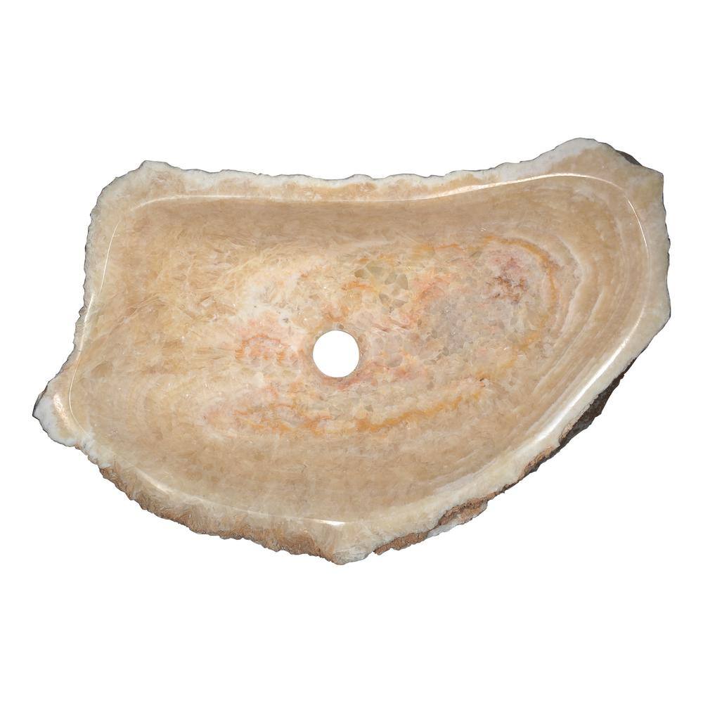 ANZZI Desert Shell Vessel Sink in Dark Honey Onyx, 19.7 x 19.7 x 5.9 in