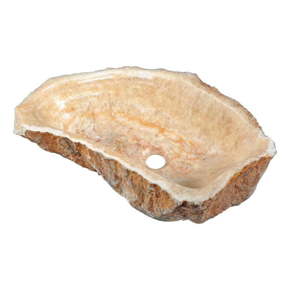 ANZZI Desert Shell Vessel Sink in Dark Honey Onyx, 19.7 x 19.7 x 5.9 in
