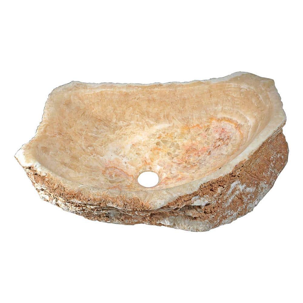 ANZZI Desert Shell Vessel Sink in Dark Honey Onyx, 19.7 x 19.7 x 5.9 in