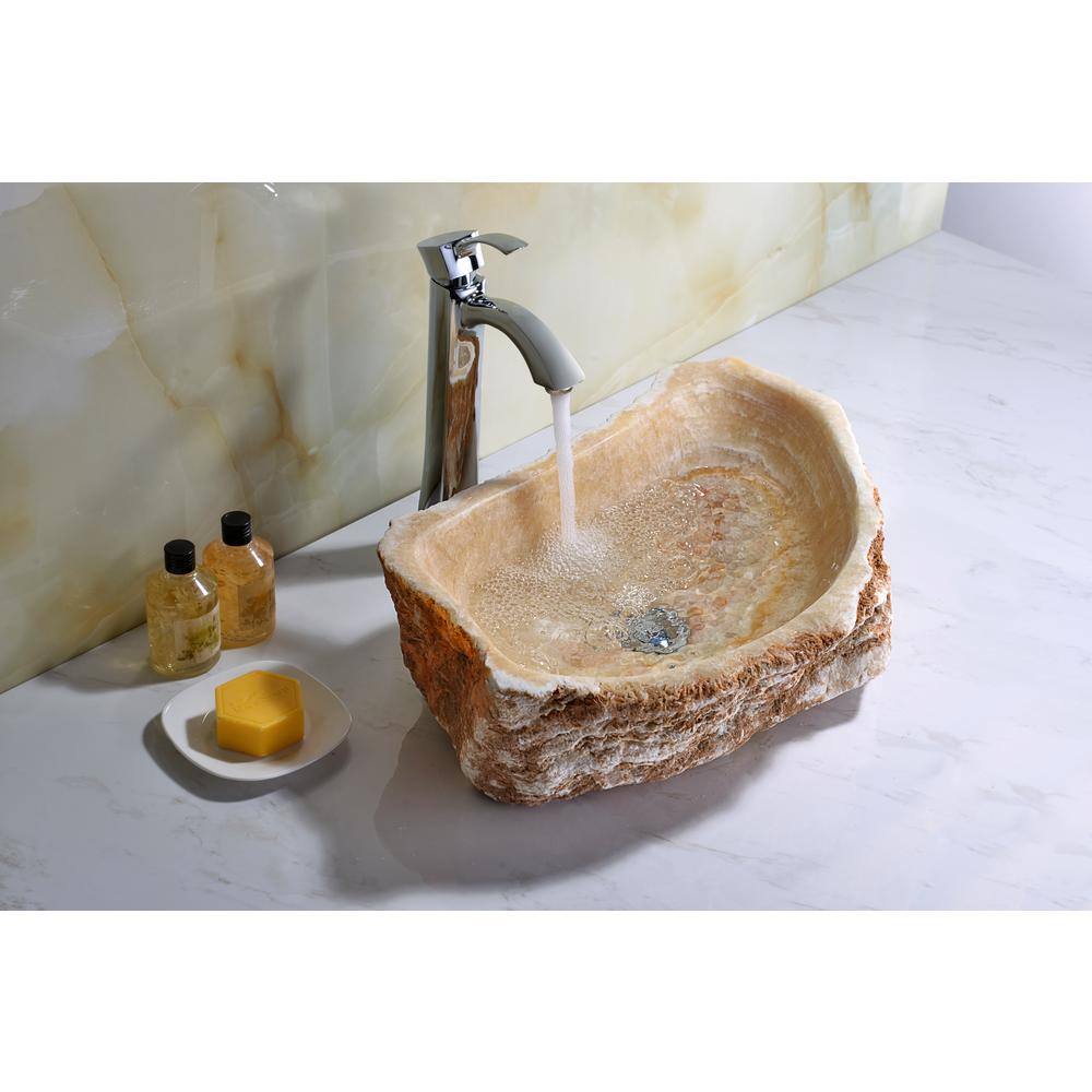 ANZZI Desert Shell Vessel Sink in Dark Honey Onyx, 19.7 x 19.7 x 5.9 in