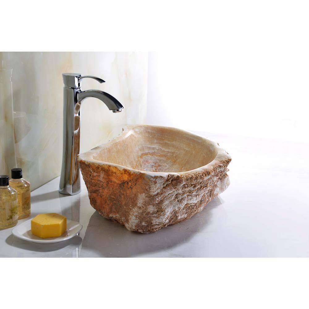 ANZZI Desert Shell Vessel Sink in Dark Honey Onyx, 19.7 x 19.7 x 5.9 in