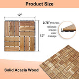 Siavonce 20-piece Interlocking Deck Tiles Checker Pattern, 12 in. x 12 in. Square Yellow Acacia Hardwood Outdoor Flooring