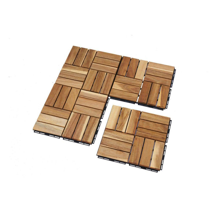 Siavonce 20-piece Interlocking Deck Tiles Checker Pattern, 12 in. x 12 in. Square Yellow Acacia Hardwood Outdoor Flooring