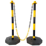 Tidoin 4-Pack Yellow 11.25 in. x 11.25 in. x 2.7 ft. Composite Fence Picket Post Cones with Fillable Base and 5 ft. Chain