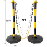 Tidoin 4-Pack Yellow 11.25 in. x 11.25 in. x 2.7 ft. Composite Fence Picket Post Cones with Fillable Base and 5 ft. Chain