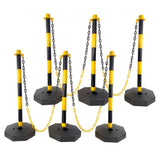 Tidoin 6-Pack Yellow 11.25 in. x 11.25 in. x 2.7 ft. Composite Fence Picket Post Cones with Fillable Base and 5 ft. Chain