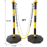 Tidoin 6-Pack Yellow 11.25 in. x 11.25 in. x 2.7 ft. Composite Fence Picket Post Cones with Fillable Base and 5 ft. Chain