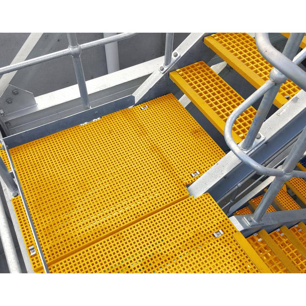 Wellco 1.5 x 1.5 x 1 in., 1 x 4 ft., Fiberglass Molded Grating Composite for Outdoor Drain Cover Deck Tile, Yellow