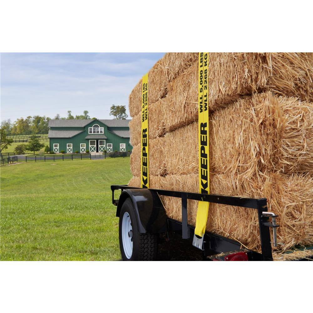 Keeper 30 ft. x 2 in. Ratchet Tie-Down with Flat Hooks, 10,000 lb Break Strength
