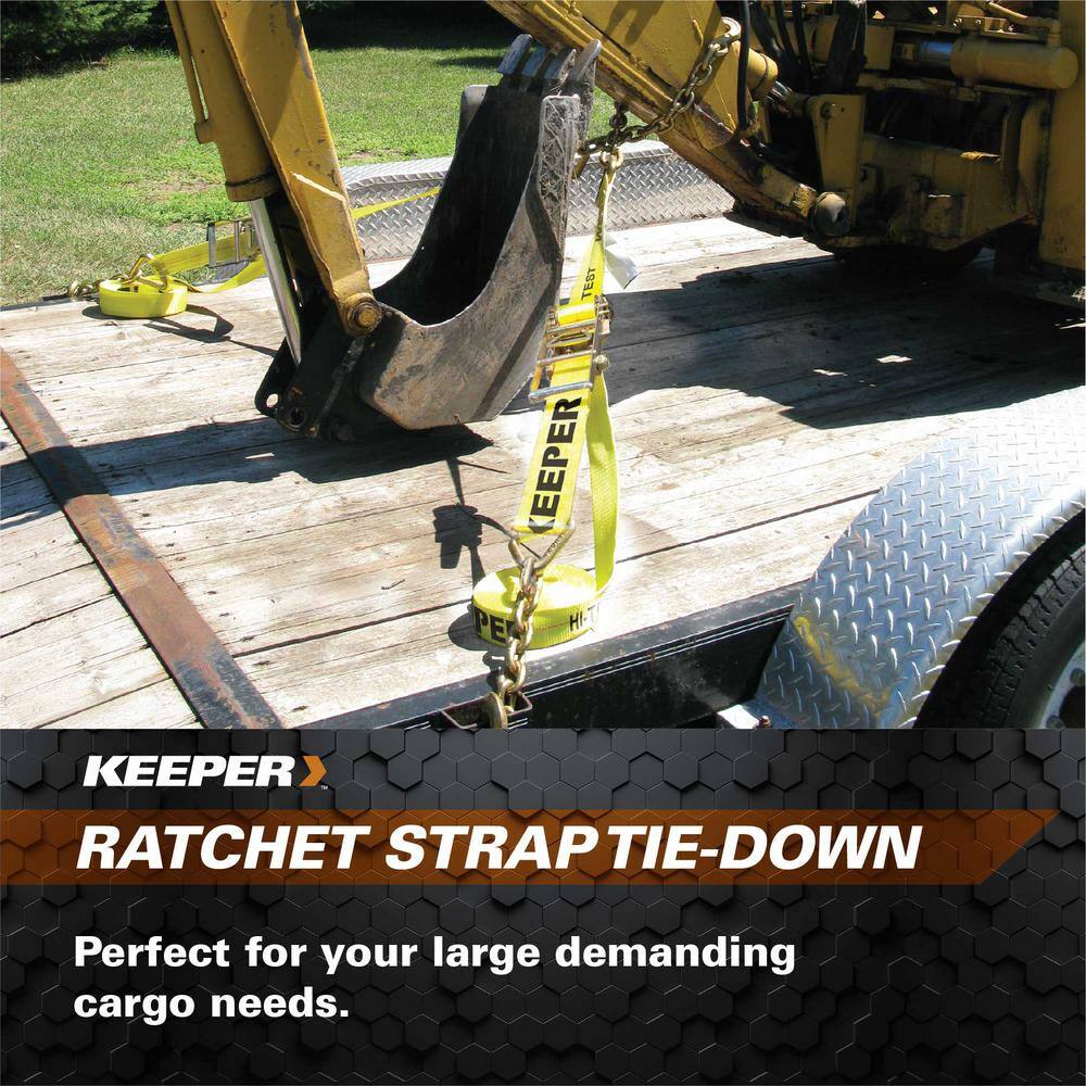 Keeper 2 in. x 27 ft. Ratchet Tie-Down with Chain Ends, 10,000 lb. Break Strength