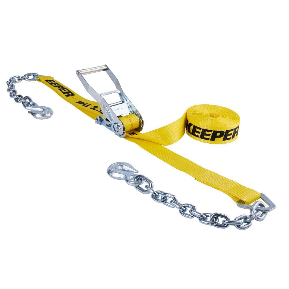Keeper 2 in. x 27 ft. Ratchet Tie-Down with Chain Ends, 10,000 lb. Break Strength