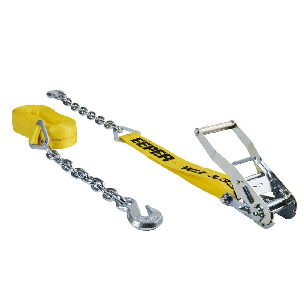 Keeper 2 in. x 27 ft. Ratchet Tie-Down with Chain Ends, 10,000 lb. Break Strength