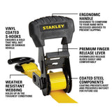 Stanley 1.25 in. x 16 ft. Ratchet Straps, 3000 lb Break Strength (2-Pack)