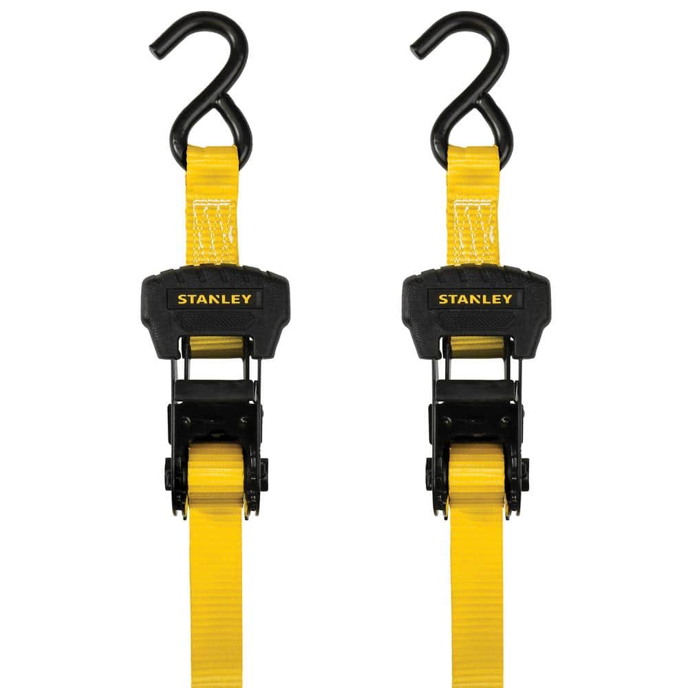 Stanley 1.25 in. x 16 ft. Ratchet Straps, 3000 lb Break Strength (2-Pack)