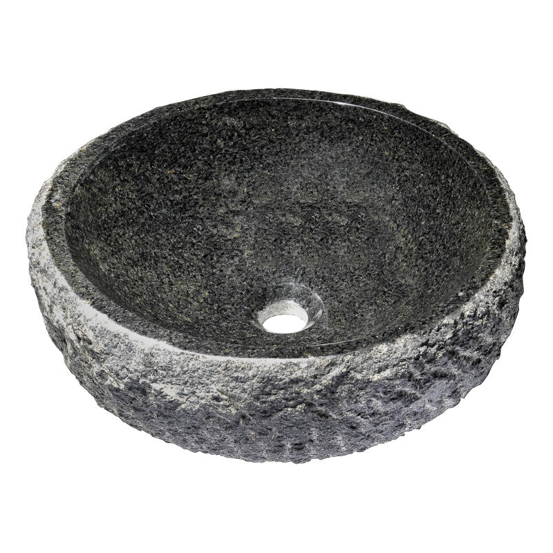 ANZZI Dragons Ash Mandy Black Natural Stone Round Vessel Sink, 16.5 in. x 5.5 in.