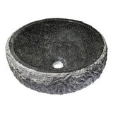 ANZZI Dragons Ash Mandy Black Natural Stone Round Vessel Sink, 16.5 in. x 5.5 in.