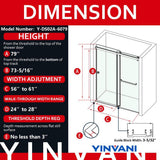YINVANI 60 in. W x 79 in. H Double Sliding Frameless Bath Shower Door in Brushed Gold with Easy-Clean 3/8 in. Glass and Handle