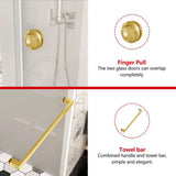 YINVANI 60 in. W x 79 in. H Double Sliding Frameless Bath Shower Door in Brushed Gold with Easy-Clean 3/8 in. Glass and Handle