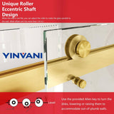 YINVANI 60 in. W x 79 in. H Double Sliding Frameless Bath Shower Door in Brushed Gold with Easy-Clean 3/8 in. Glass and Handle