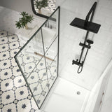 YINVANI 30 in. W x 76 in. Fixed Single Panel Frameless Shower Door Shower Screen in Matte Black Grid with Easy-Clean 10mm Glass