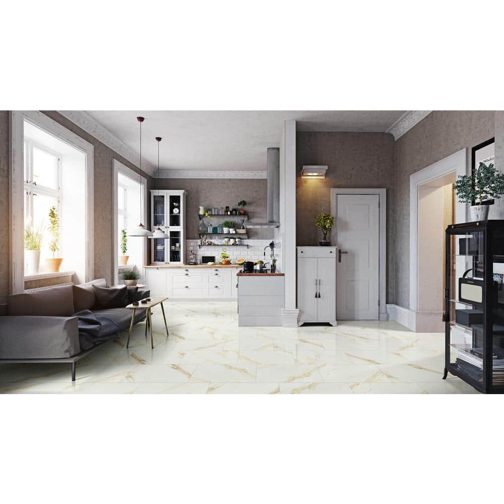 MSI Yosemite White 16 in. x 32 in. Polished Porcelain Floor and Wall Tile (14.2 sq. ft./Case)