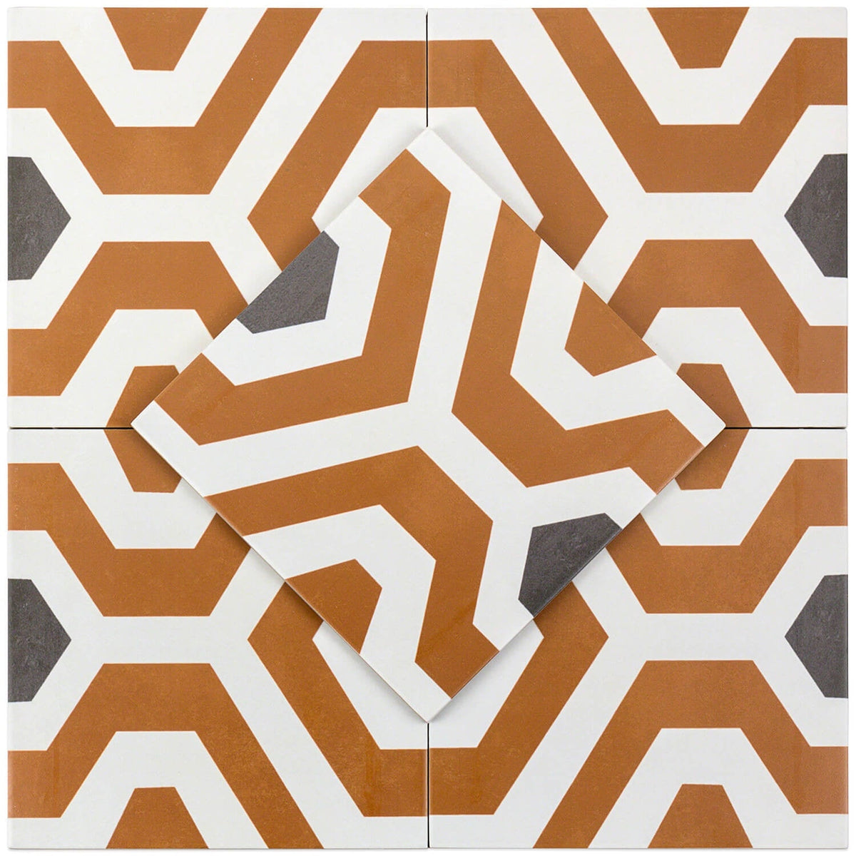 Bella Soumaya Orange 9x9 Matte Porcelain Tile - Lux Tile